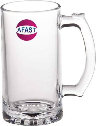 AFAST Funky Stylish Transparent Beer Mug With Handle, Glass, Clear 500 ml-Kt05 Glass Beer Mug