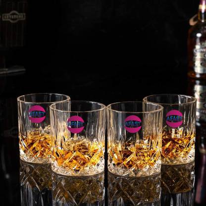AFAST (Pack of 4) Stylish Multi-Purpose Beverage Tumbler Drinking Glass, Set Of 4, 180 ml -KT27 Glass Set Whisky Glass