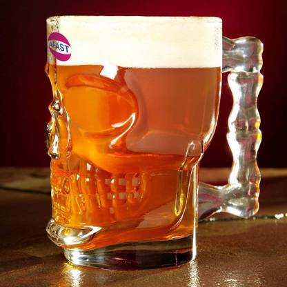 AFAST Funky Ghost Face Beer Mug With Easy Grip Handle, Transparent, Glass, 500 Ml -kt01 Glass Beer Mug