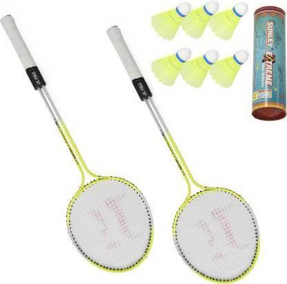 Sunlight Badminton Racket Set Of 2 Piece With 6 Piece Nylon Shuttle Cock Badminton Kit
