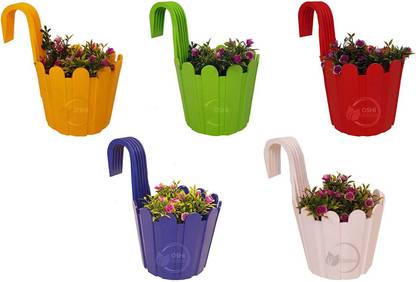 Oshi Greens Outdoor Balcony Hook designer Flower pots planters Plant Container Set