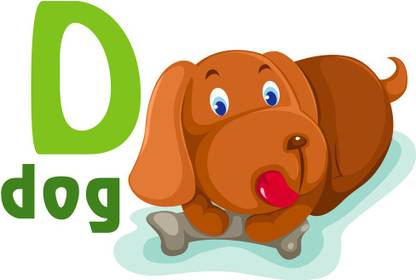 alphabet d for dog |poster for kids|alphabest posters|number posters|kids learning chart posters|kids room posters| Paper Print