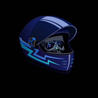 KD skull with blue helmet Sticker Poster|Animated poster|Skull poster|size:12x18 inch Paper Print