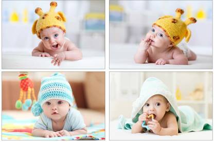 SET OF 4 CUTE BABIES Paper Print
