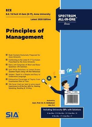 Principles Of Management, B.E/B.Tech VI-Semester (R-17) (Anna University) Electronics And Communication Engineering (ECE) Latest 2020 Edition