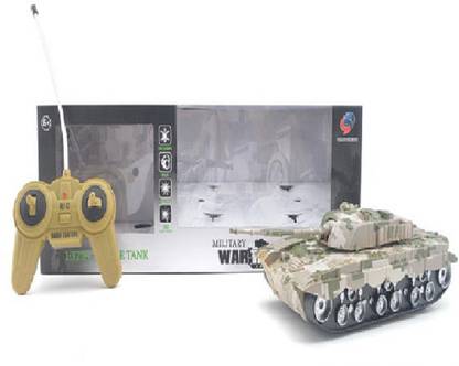 FLICK IN RC Battlefield Rotational Military Tank Truck Toy Push And Go With Light & Sound for Kids
