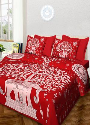 shree sd creation 170 TC Cotton Double Printed Flat Bedsheet