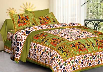 amazing rashi stores Cotton Double Flat 244 TC Printed Bedsheet