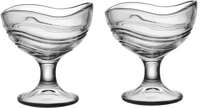 Cloudsell Glass Dessert Bowl Spiral Ice Cream Bowl Set, 150 ml Dessert Bowl, Clear