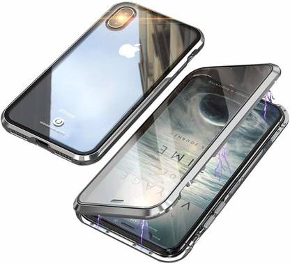 Addindia Bumper Case for Apple iPhone XS MAx Magnetic Metal Frame With Only Back Tempered Glass Case Cover