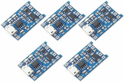 Super Debug 5 Pcs TP4056 Micro USB 5V 1A 18650 Lithium Battery Charger Module Charging Board With Protection (Pack of 5) Micro Controller Board Electronic Hobby Kit