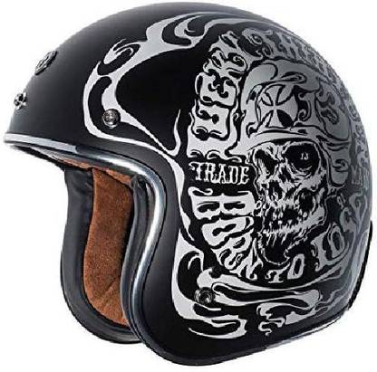 Torc T50 Route 66 Smoke Skull Lucky 13 Open Face Helmet (Flat Black, Large) -- multi Motorbike Helmet
