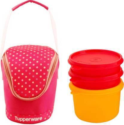 TUPPERWARE Princess 3 container lunch box set with bag 810 ML 3 Containers Lunch Box