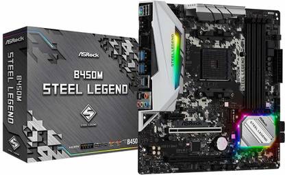ASRock B450M Steel Legend Socket AM4/ AMD 3rd Generation Ryzen B450/ DDR4/ Quad CrossFireX/ SATA3&USB3.1/ M.2/ A&GbE/MicroATX Motherboard AM4Socket ATX AMD B450 Chipset DDR4 Motherboard for Desktop