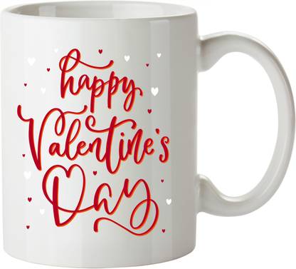 Hurprise Happy Valentine's Day Cursive White Coffee Ceramic Coffee Mug