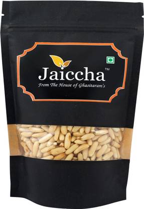 Jaiccha Pine Nuts Without Shell (Chilgoza) 200 gms in Black Paper Pouch Pine Nuts