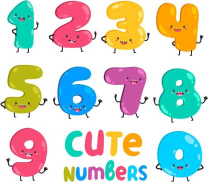 cute numbers Paper Print