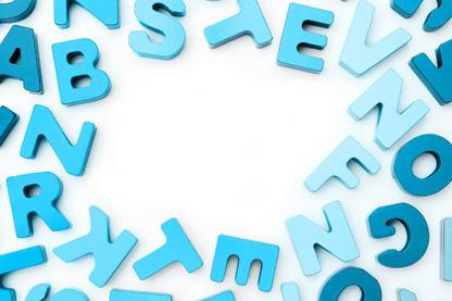 KD blue english alphabet Sticker Poster Paper Print