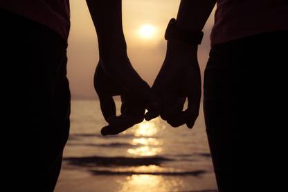 love couple holding hands a Paper Print