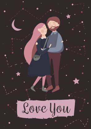 Cute romantic couple |moon quotes Paper Print