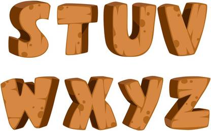 wood style english alphabet Paper Print