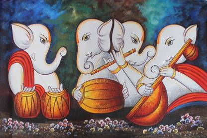 Lord Ganesha vighnaharta Religious Painting Poster Waterproof Canvas Print for Home Decor || bt1348-3 Canvas Art