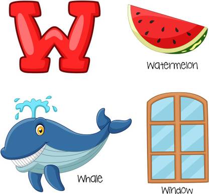 alphabet w for |poster for kids|alphabest poster Paper Print