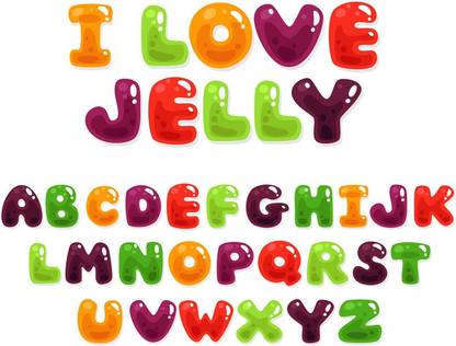 english alphabet in jelly font Paper Print