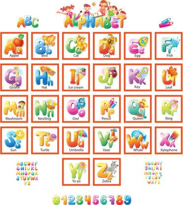 capital and small alphabet numbers chart |poster for kid Paper Print