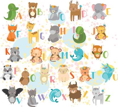 animal english alphabets Paper Print - Educational posters in India