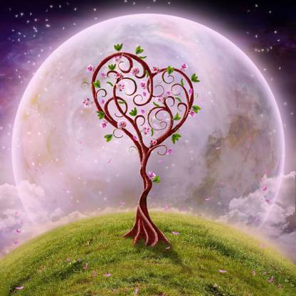 The beautiful Love Tree Sticker Poster|Night Moon Poster| Paper Print