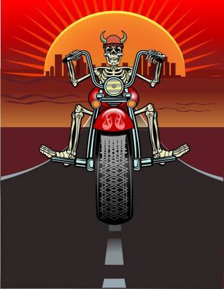 skull on road wall sticker poster|Dark poster Paper Print