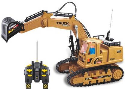 ALLAMWAR Big Size 15 Channel Full Functional Remote Control Excavator Construction Tractor, Excavator Toy with 2.4Ghz Transmitter
