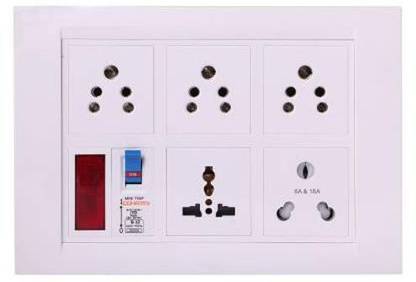 बहुल Bahul power strip extension multi outlet board Fitted with 1 Orpat Socket(15 Amp) And 3 Orpat Sockets(5 Amp)& 1 Cross Pin Orpat Socket(15 Amp) With Cona MCB,Indicator And With 4 metre Chord 5 सॉकेट सर्ज रक्षक