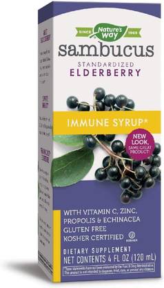 Nature's Way Sambucus Elderberry Immune Syrup with Vitamin C, Zinc, Propolis & Echinacea Elderberry