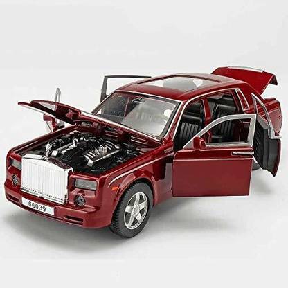 JAYKHETALIYA Rolls-Royce Phantom Die-Cast 4 Wheel Drive Metal Car Pull Back With Light (Red)