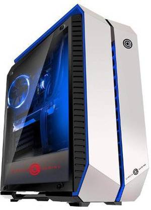 Circle Gaming Z Gaming White Blue Mid-Tower Case (White) GAMING CABINET Cabinet with USB 2.0 and USB 3.0 Ports Compatible with Computer
