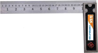 GSK Corporation Tri Square Tool 90 Degrees Right Angle Ruler 10 Inch Tri-Square