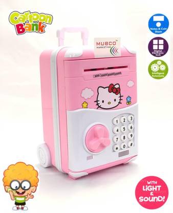 Mubco Cartoon Bank ATM Saving Box Kids Toys Password Money Locker (Pink) Coin Bank
