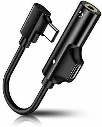 Cos Theta Black 2-in 1 Splitter Converter Cable USB c Male to Jack 3.5mm & Type-c Female Adapter For Type-C Device Phone Converter