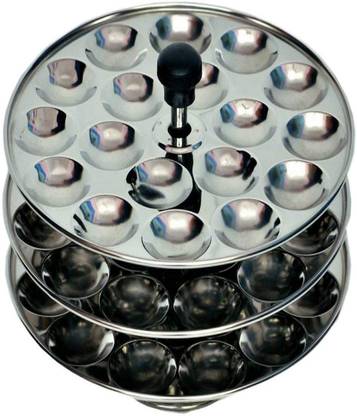 Dharam Paul Traders Button idli stand Mini Idli idly Maker Stand with 3 Plates and 36 Cavities Standard Idli Maker