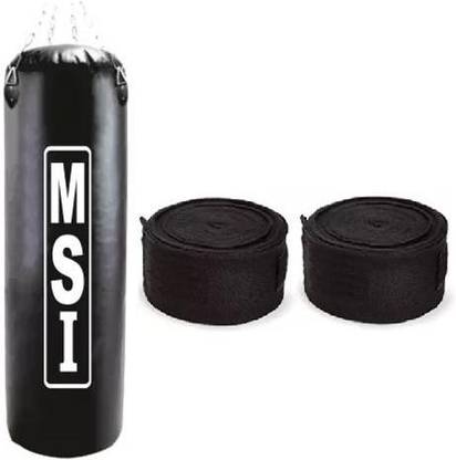 Monika Sports Long Unfilled Punching Bag with Boxing Handwrap For Boxing & Kick Boxing Boxing Kit