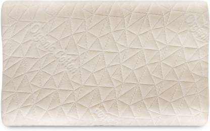 The Hue Cottage Ergonomic Cervical Memory Foam Small Contour Bed Pillow For Sleeping & Neck Pain Relief With Removable Premium Organic Cotton Zip Pillow Cover - 18.5" x 10.5" x 2.9" - White Foam Solid Orthopaedic Pillow Pack of 1