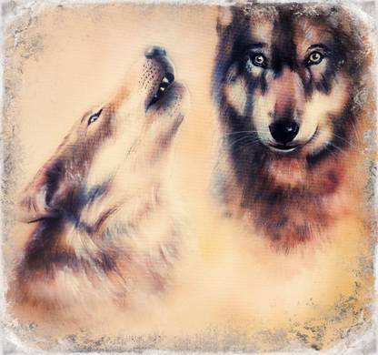 KD two cute wolfs Poster| Paper Print
