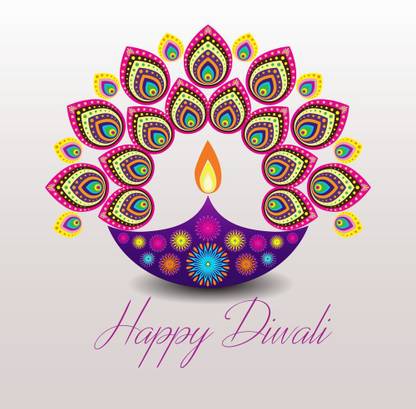 diya rangoli design M Paper Print