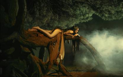 forest nymph with long hair a Paper Print