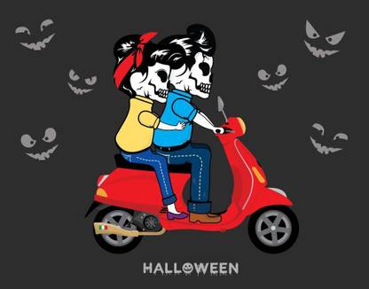 halloween scooter beautifull posters quotes for loveones poster for room(no need tape) Paper Print