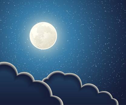 full moon and clouds |moon quotes|wall poster|romantic poster Paper Print