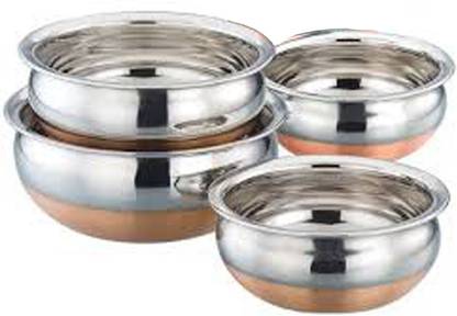 dolimo 4 Pcs Copper Bottom Handi Set - 4200ml. " Stainless Steel Copper Bottom" Handi 4.2 L