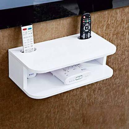 RESHUZ TV Setup Box & Remote Stand Wooden Wall Shelf Wooden Wall Shelf
